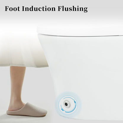 Allsumhome Smart toilet with Built - in Adjustable Temp Heated Seat, Auto Flush, 1.28 GPF, Foot sensor Flush, White Night Light