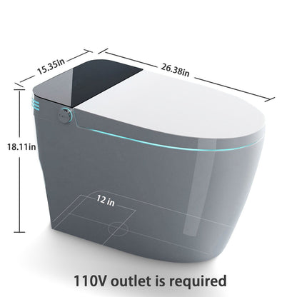 Allsumhome ST - ZGP - 01 Smart Toilet with Heated Bidet Seat, One Piece toilet with AUTO Open&Close, Foot Kick Operation, AUTO Dual Flush, Dryer and Warm Water, Built In Water Tank Without Pressure Limited, White