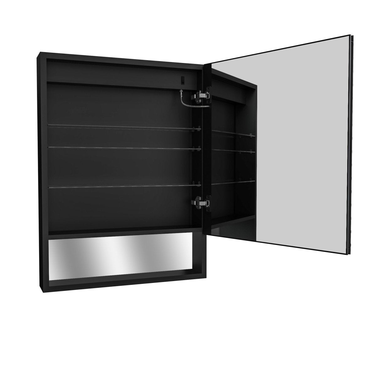 Ample 24" W x 32" H Lighted Black Medicine Cabinet Bathroom Medicine Cabinet with Double Sided Mirror And Lights,Hinge on Right