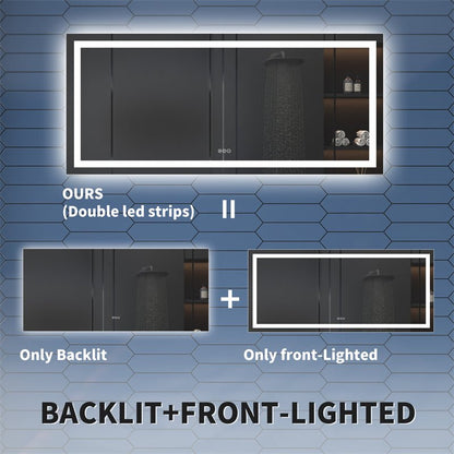 Apex 72" W x 32" H LED Bathroom Large Light Led Mirror,Anti Fog,Dimmable,Dual Lighting Mode,Tempered Glass