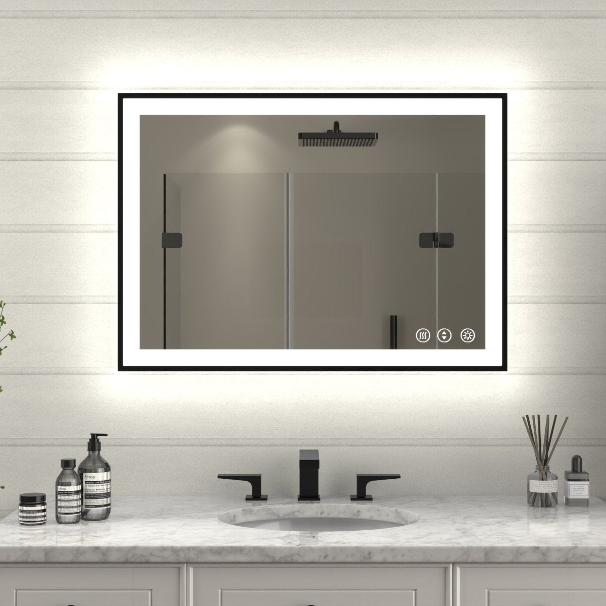 Apex - Noir 20"x28" Framed LED Lighted Bathroom Mirror