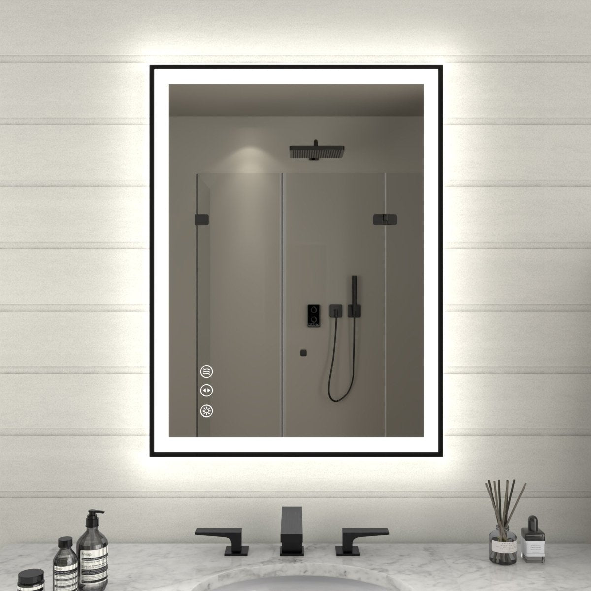 Apex - Noir 24"x32" Framed LED Lighted Bathroom Mirror