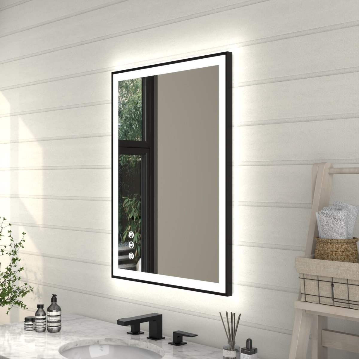 Apex - Noir 24"x32" Framed LED Lighted Bathroom Mirror