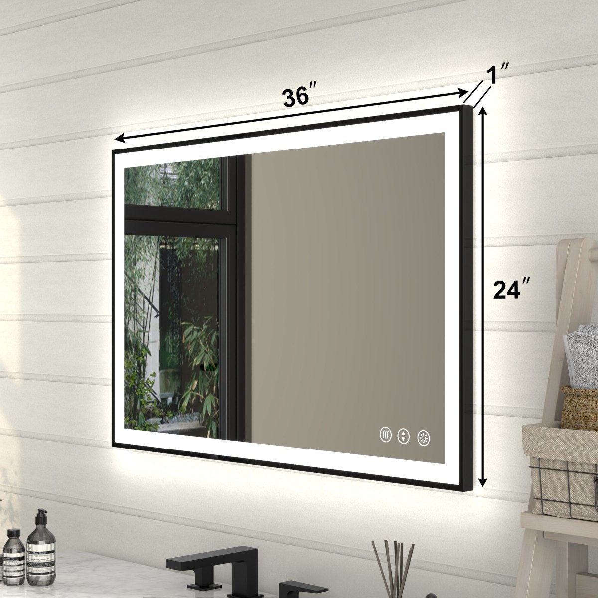 Apex - Noir 24"x36" Framed LED Lighted Bathroom Mirror