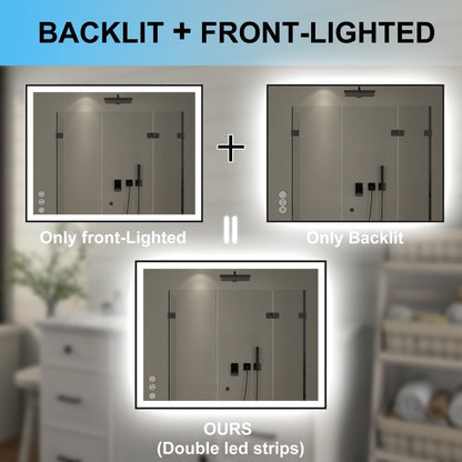 Apex - Noir 28"x36" Framed LED Lighted Bathroom Mirror