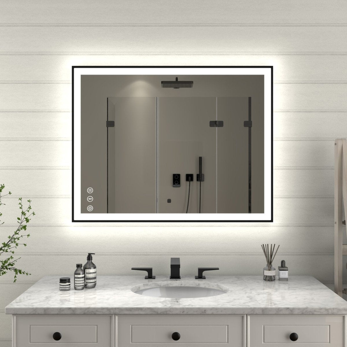 Apex - Noir 28"x36" Framed LED Lighted Bathroom Mirror