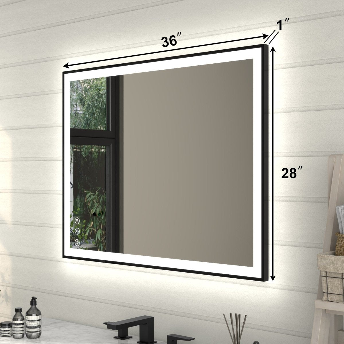 Apex - Noir 28"x36" Framed LED Lighted Bathroom Mirror