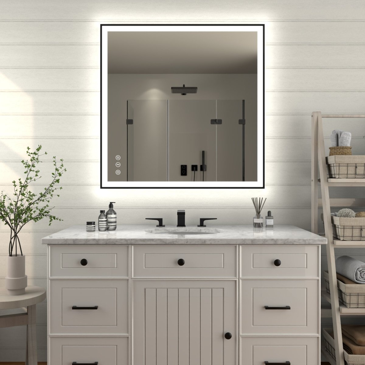 Apex - Noir 36"x36" Framed LED Lighted Bathroom Mirror