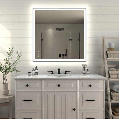 Apex - Noir 36"x36" Framed LED Lighted Bathroom Mirror