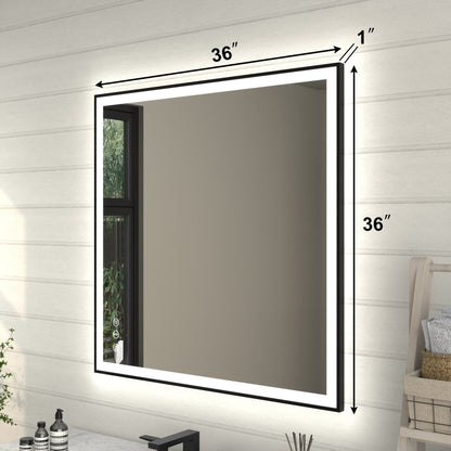 Apex - Noir 36"x36" Framed LED Lighted Bathroom Mirror