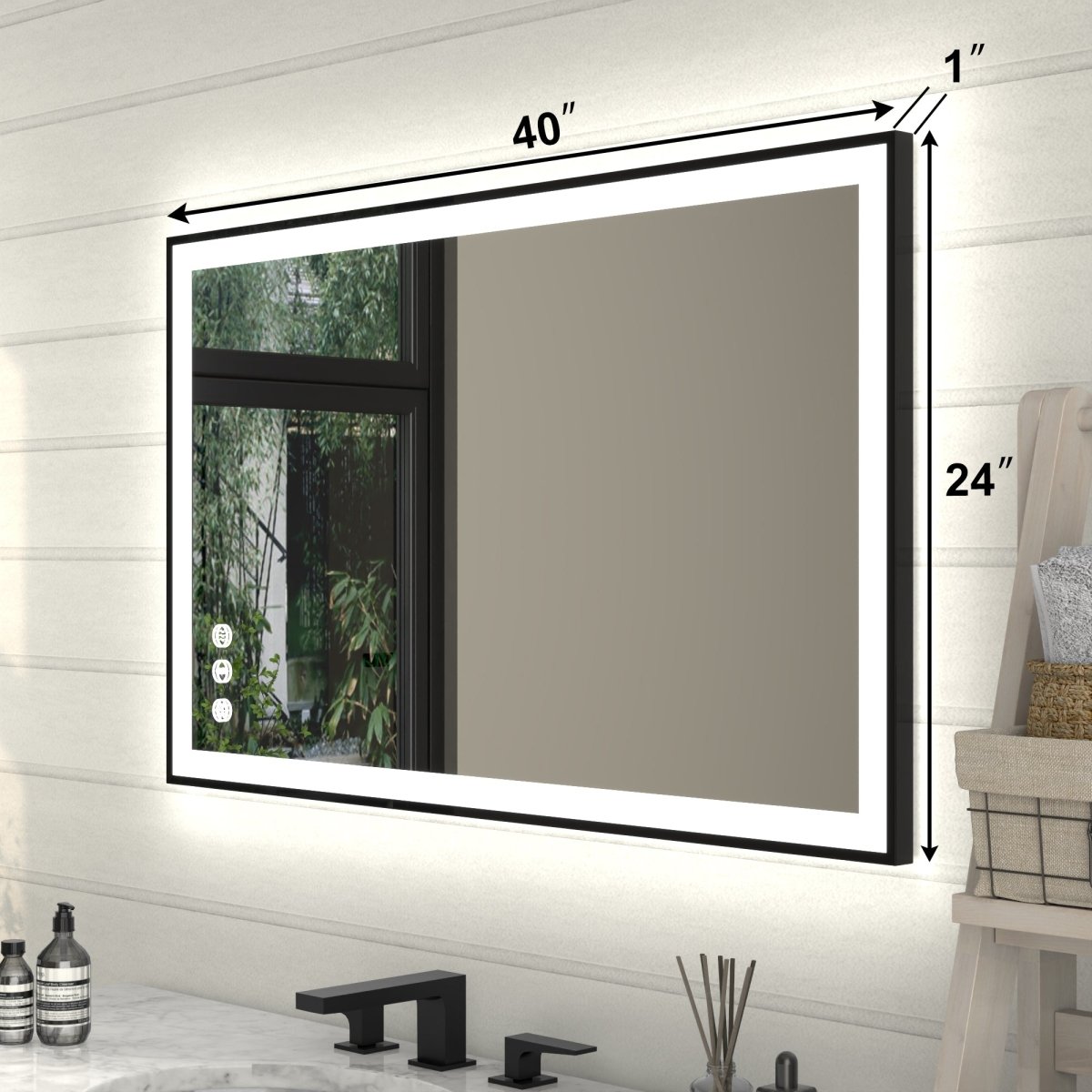 Apex - Noir 40"x24" Framed LED Lighted Bathroom Mirror