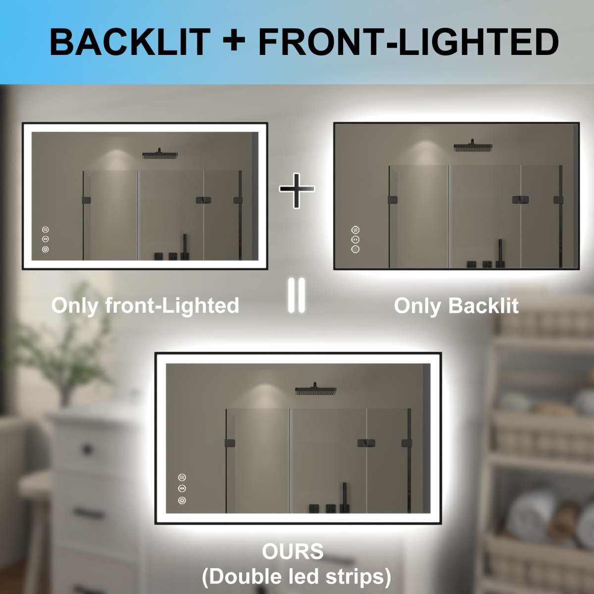 Apex - Noir 40"x24" Framed LED Lighted Bathroom Mirror