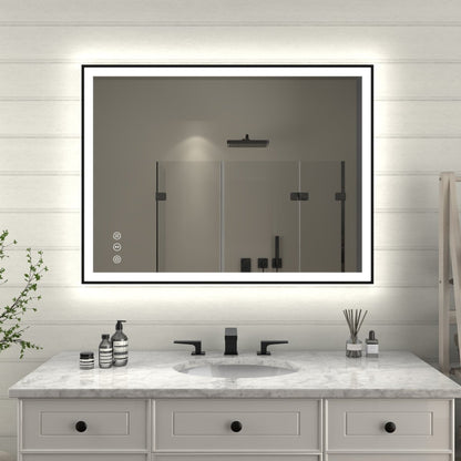 Apex - Noir 40"x30" Framed LED Lighted Bathroom Mirror