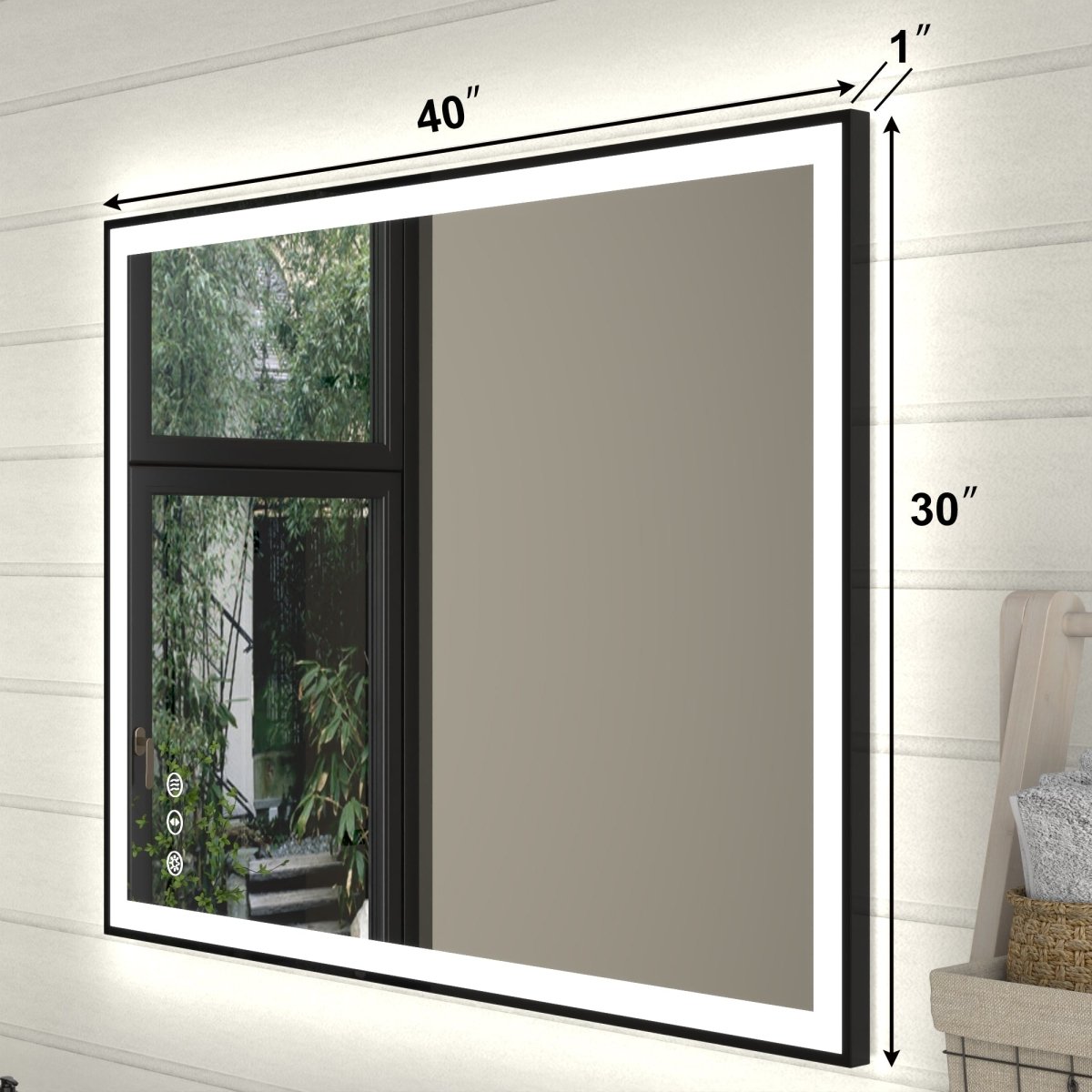 Apex - Noir 40"x30" Framed LED Lighted Bathroom Mirror