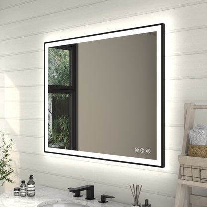 Apex - Noir 40"x32" Framed LED Lighted Bathroom Mirror