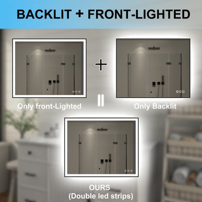 Apex - Noir 40"x32" Framed LED Lighted Bathroom Mirror