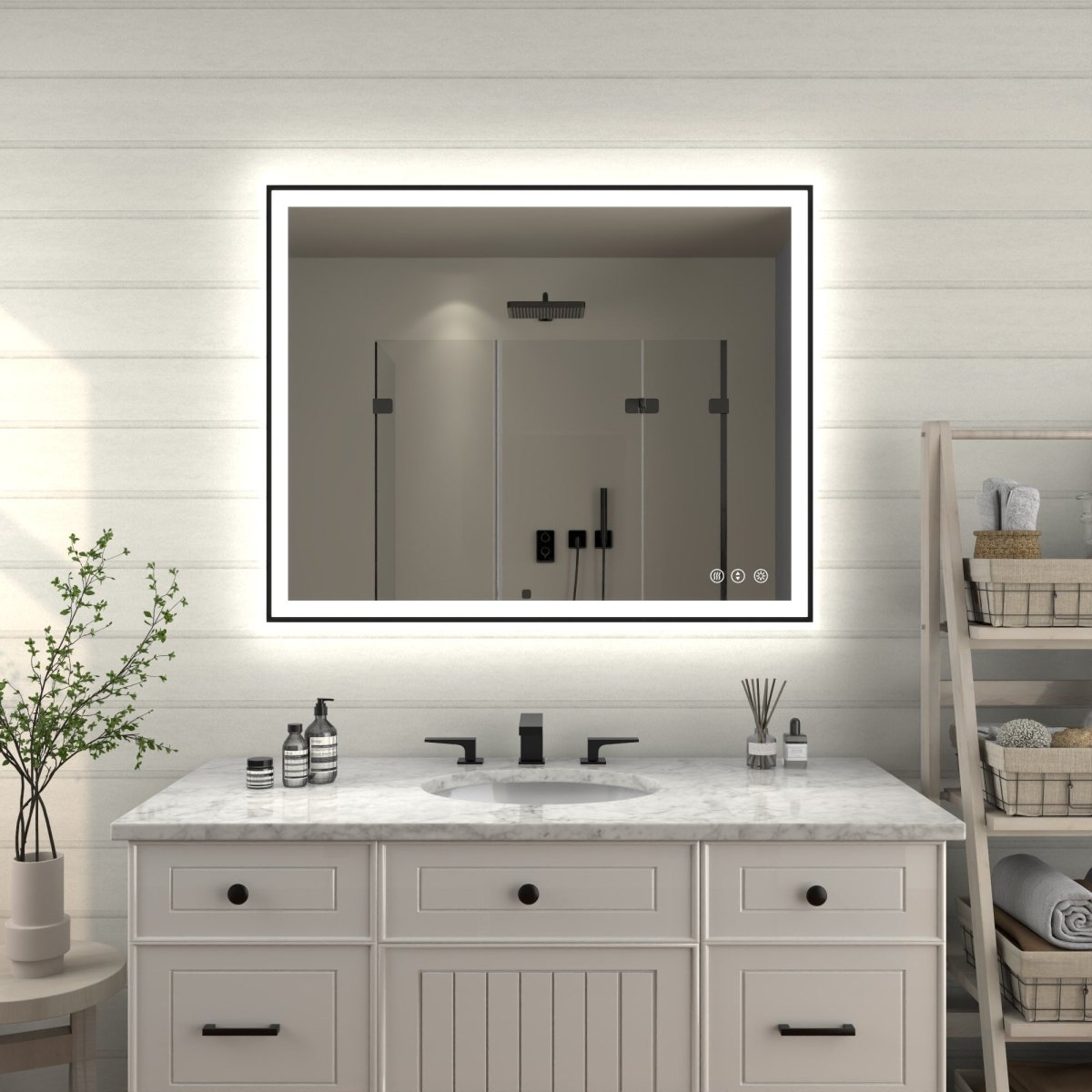 Apex - Noir 48"x32" Framed LED Lighted Bathroom Mirror