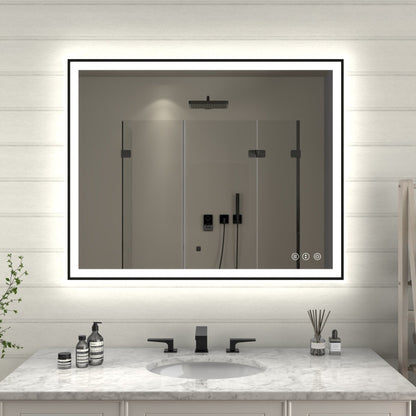 Apex - Noir 48"x32" Framed LED Lighted Bathroom Mirror