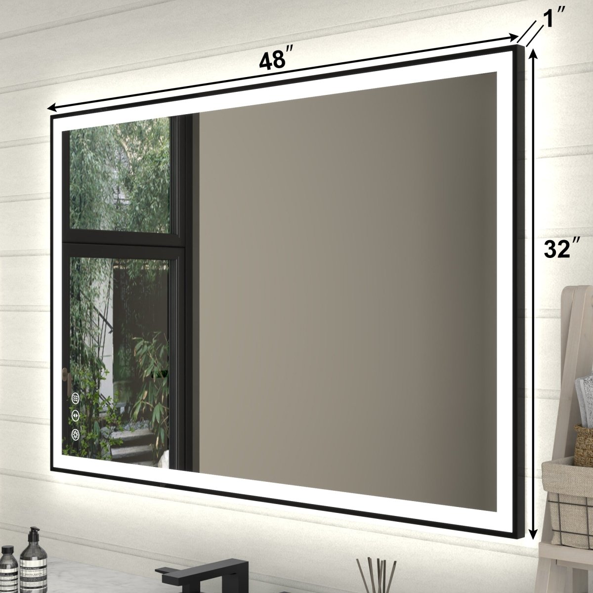 Apex - Noir 48"x32" Framed LED Lighted Bathroom Mirror