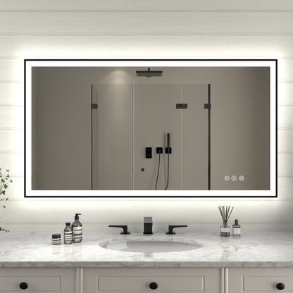 Apex - Noir 55"x30" Framed LED Lighted Bathroom Mirror