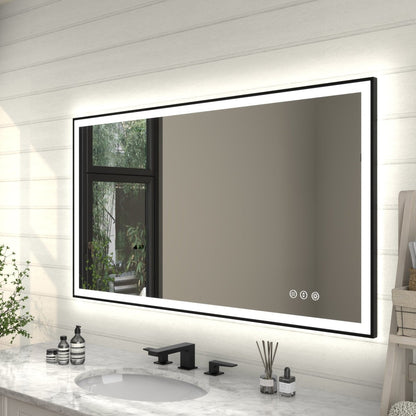 Apex - Noir 55"x30" Framed LED Lighted Bathroom Mirror