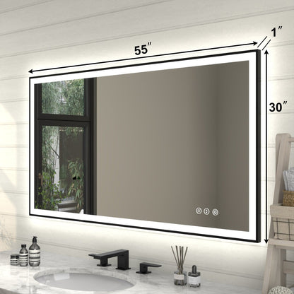 Apex - Noir 55"x30" Framed LED Lighted Bathroom Mirror