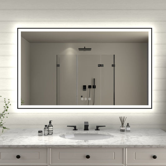 Apex - Noir 60"x36" Framed LED Lighted Bathroom Mirror