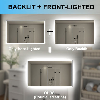 Apex - Noir 60"x36" Framed LED Lighted Bathroom Mirror