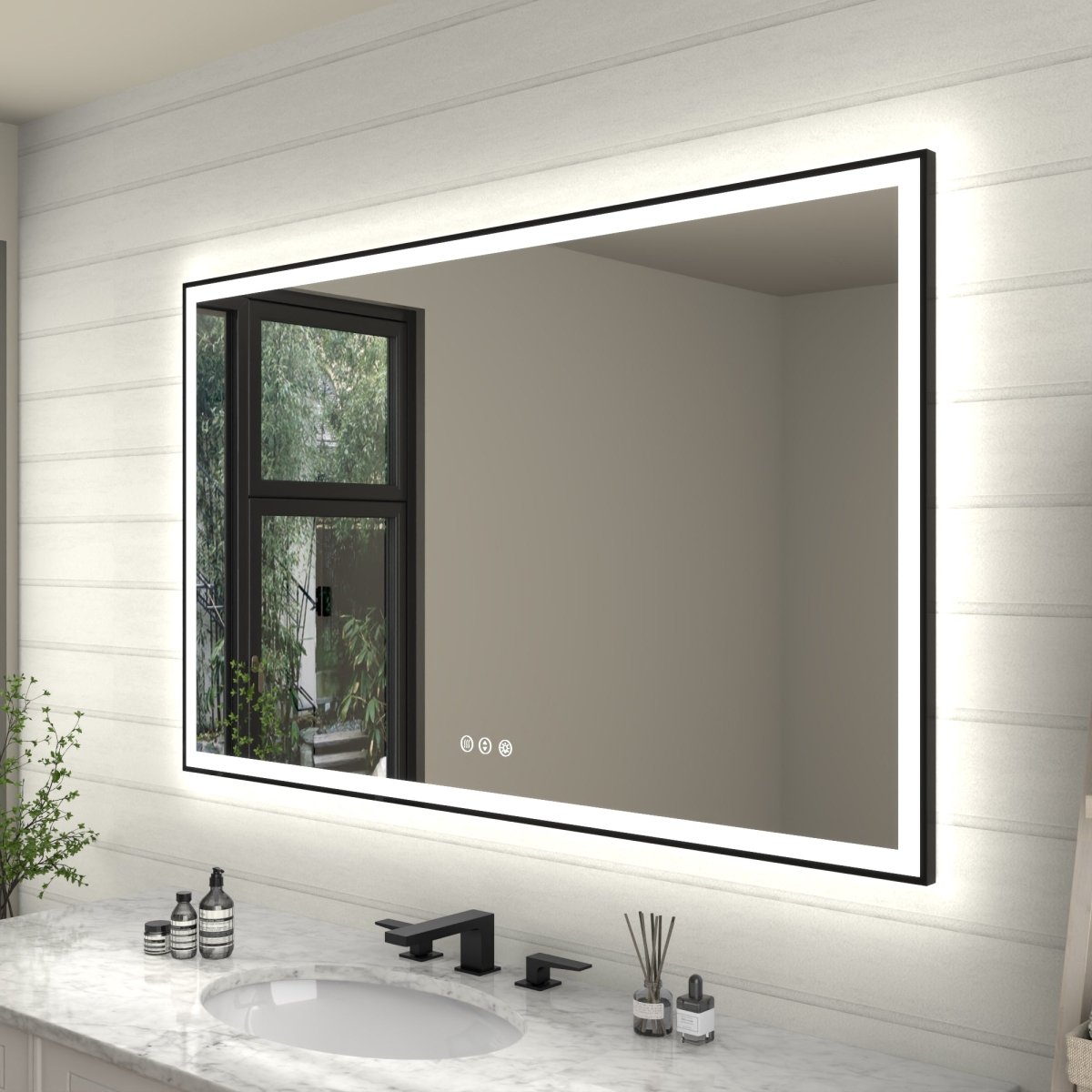 Apex - Noir 60"x36" Framed LED Lighted Bathroom Mirror