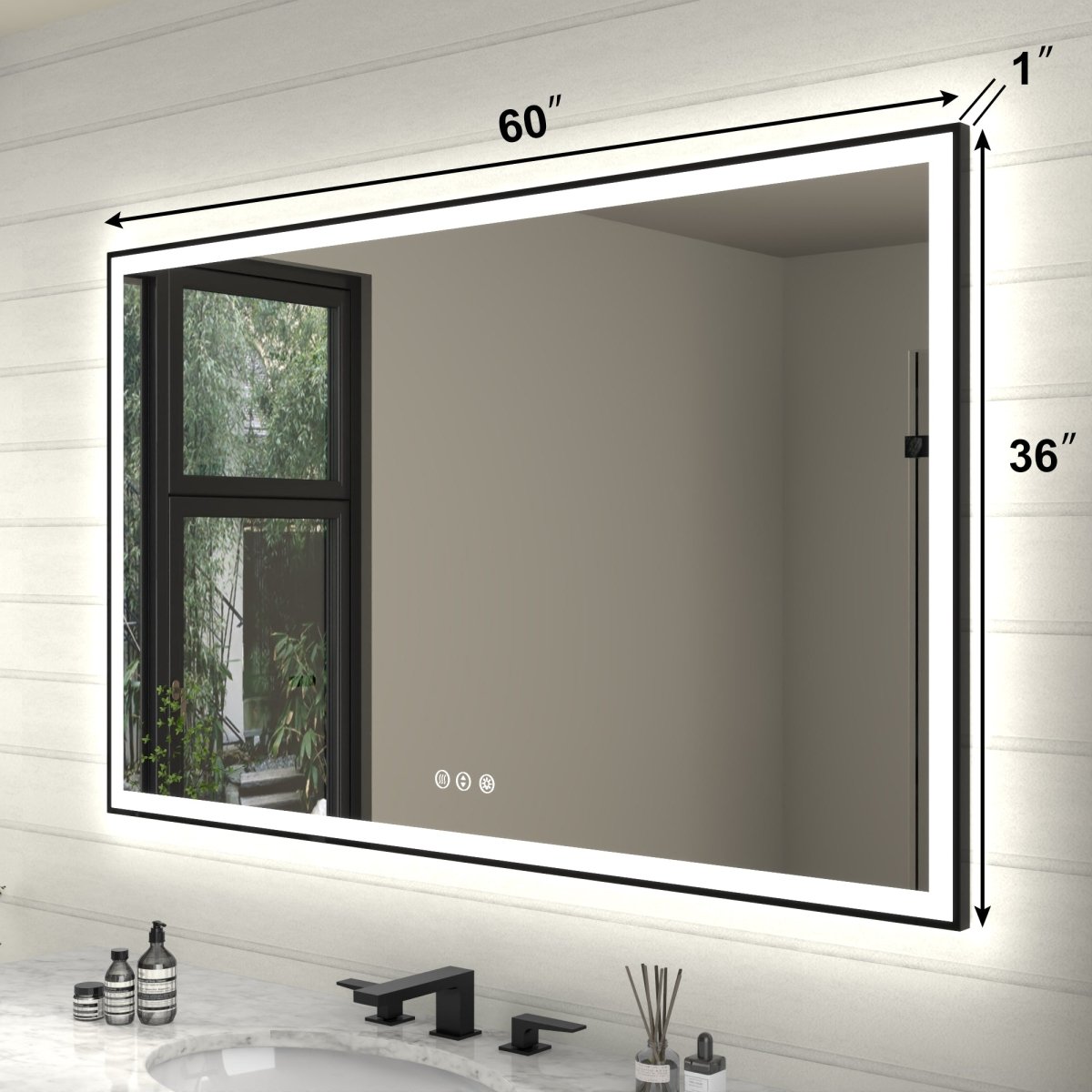 Apex - Noir 60"x36" Framed LED Lighted Bathroom Mirror