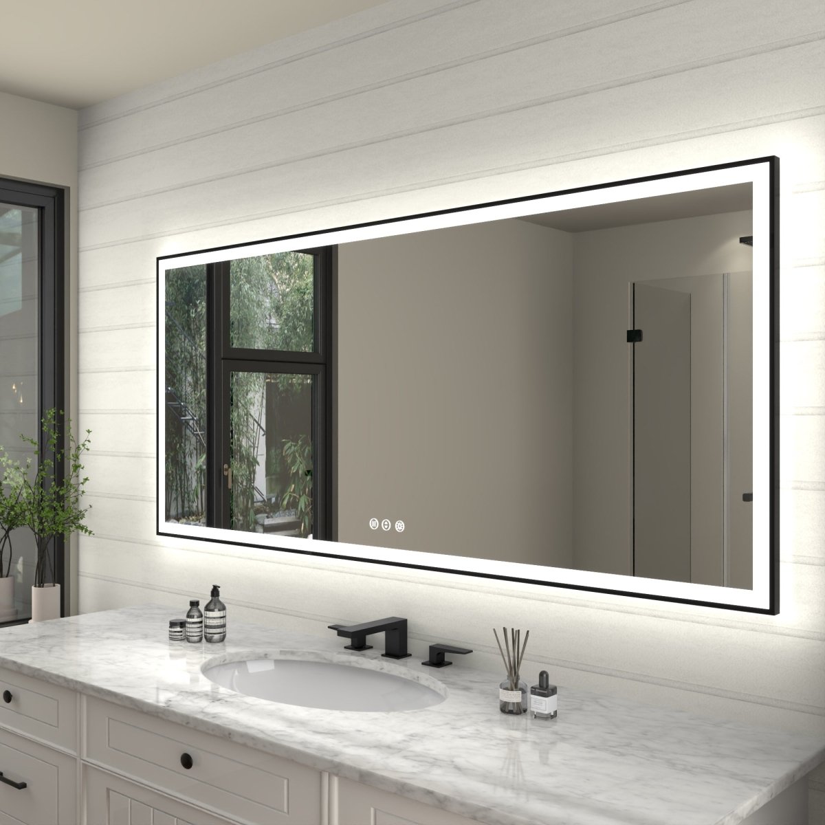 Apex - Noir 72"x32" Framed LED Lighted Bathroom Mirror