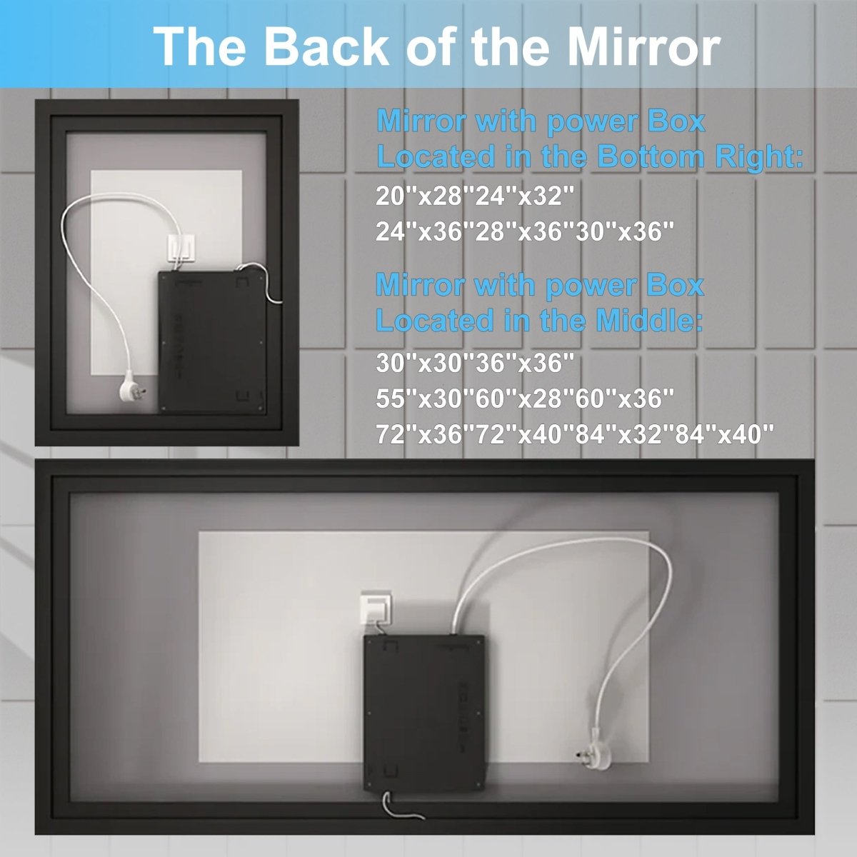 Apex - Noir 84"x40" Framed LED Lighted Bathroom Mirror