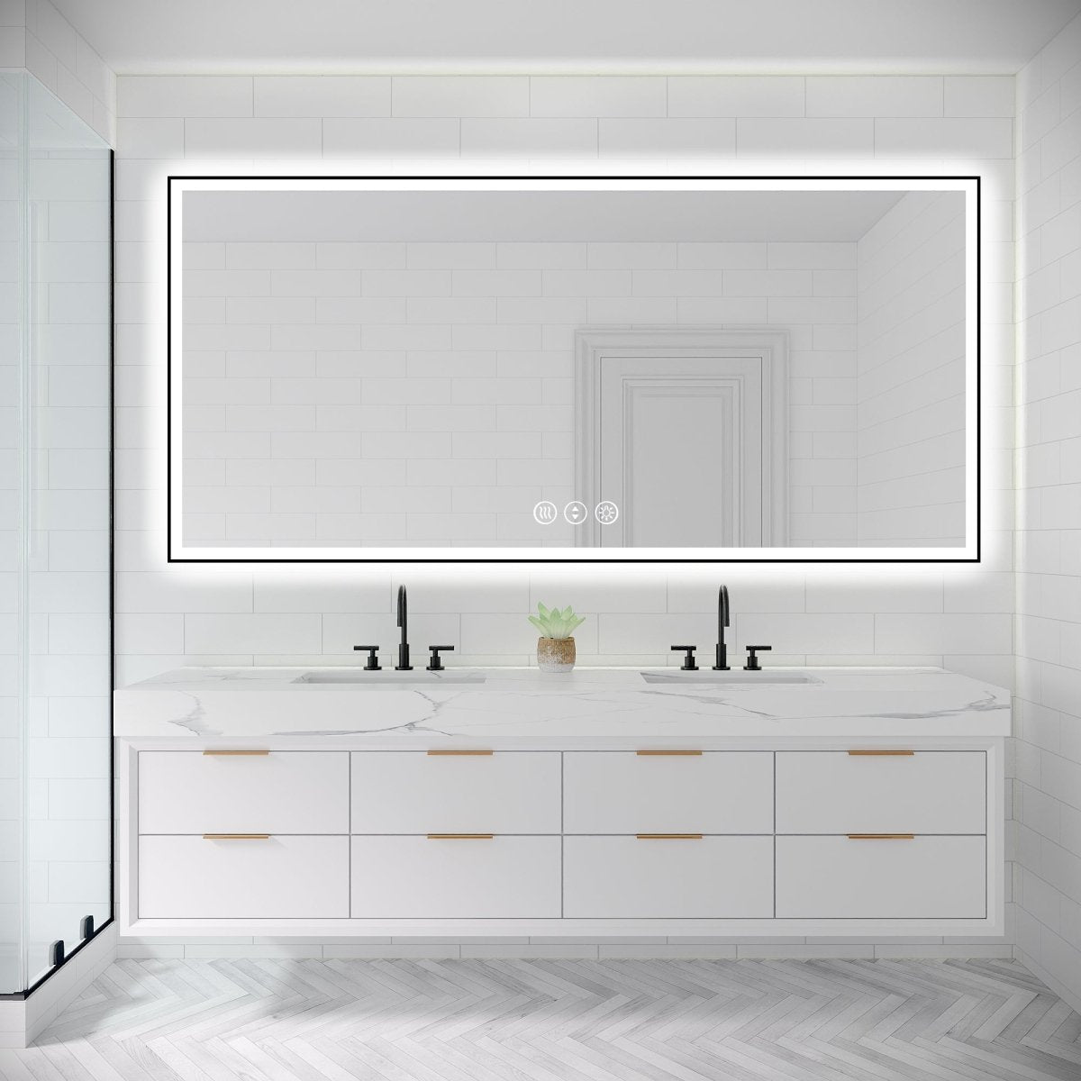 Apex-Noir 84"x40" Framed LED Lighted Bathroom Mirror
