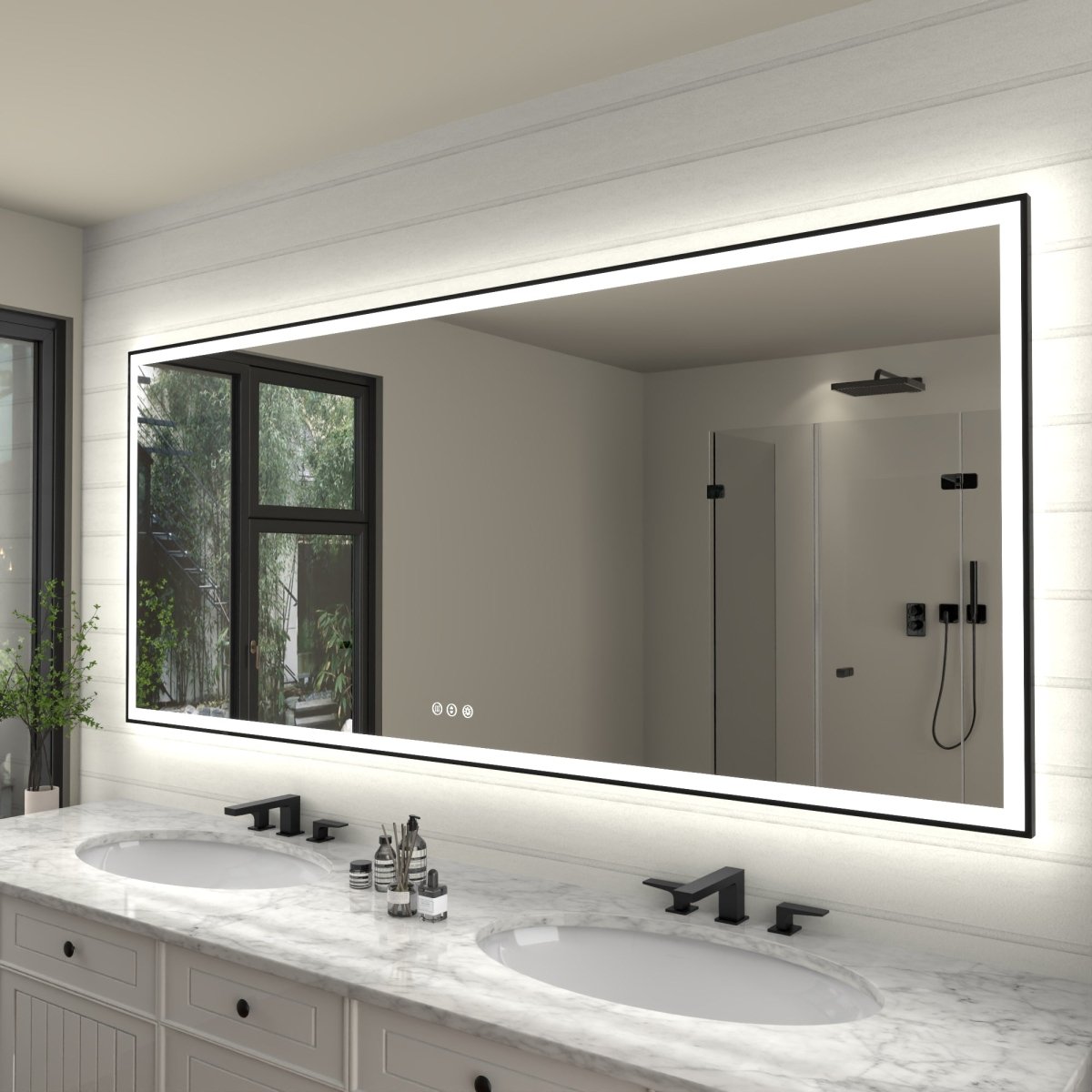 Apex - Noir 88"x38" Framed LED Lighted Bathroom Mirror