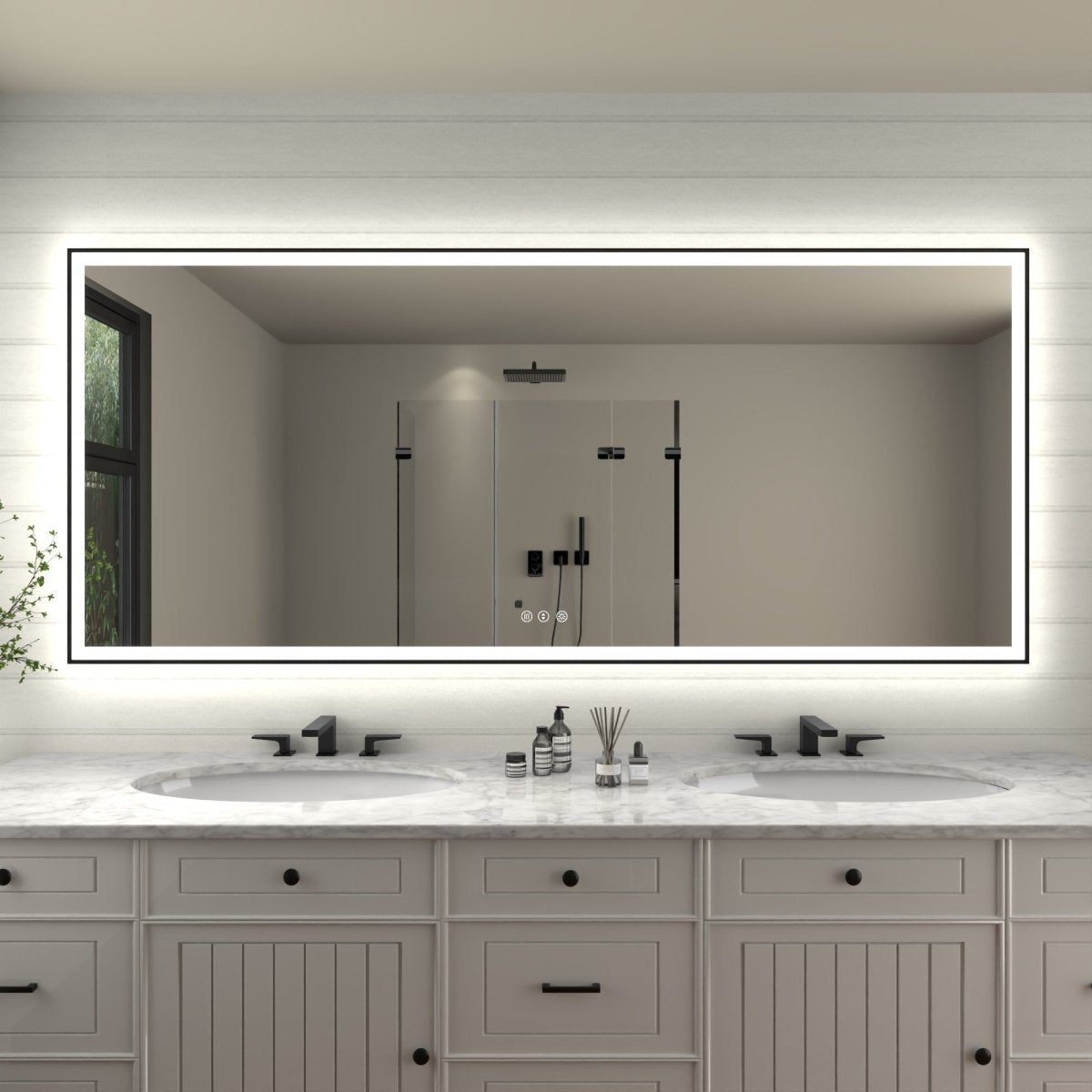 Apex - Noir 88"x38" Framed LED Lighted Bathroom Mirror