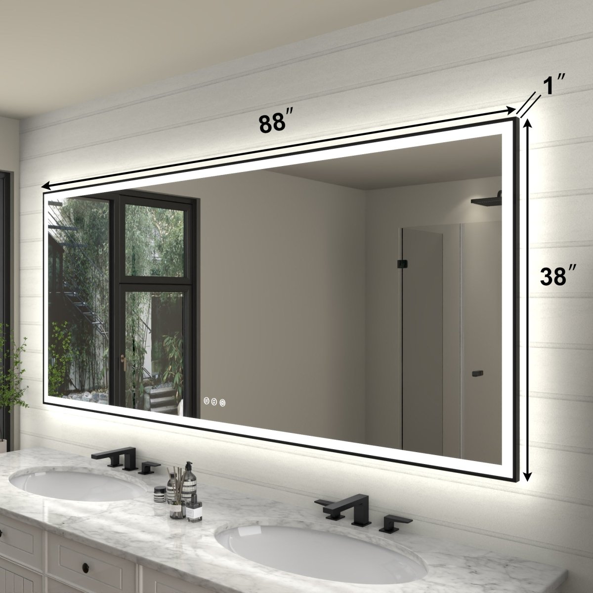 Apex - Noir 88"x38" Framed LED Lighted Bathroom Mirror