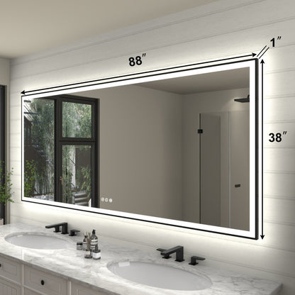 Apex - Noir 88"x38" Framed LED Lighted Bathroom Mirror