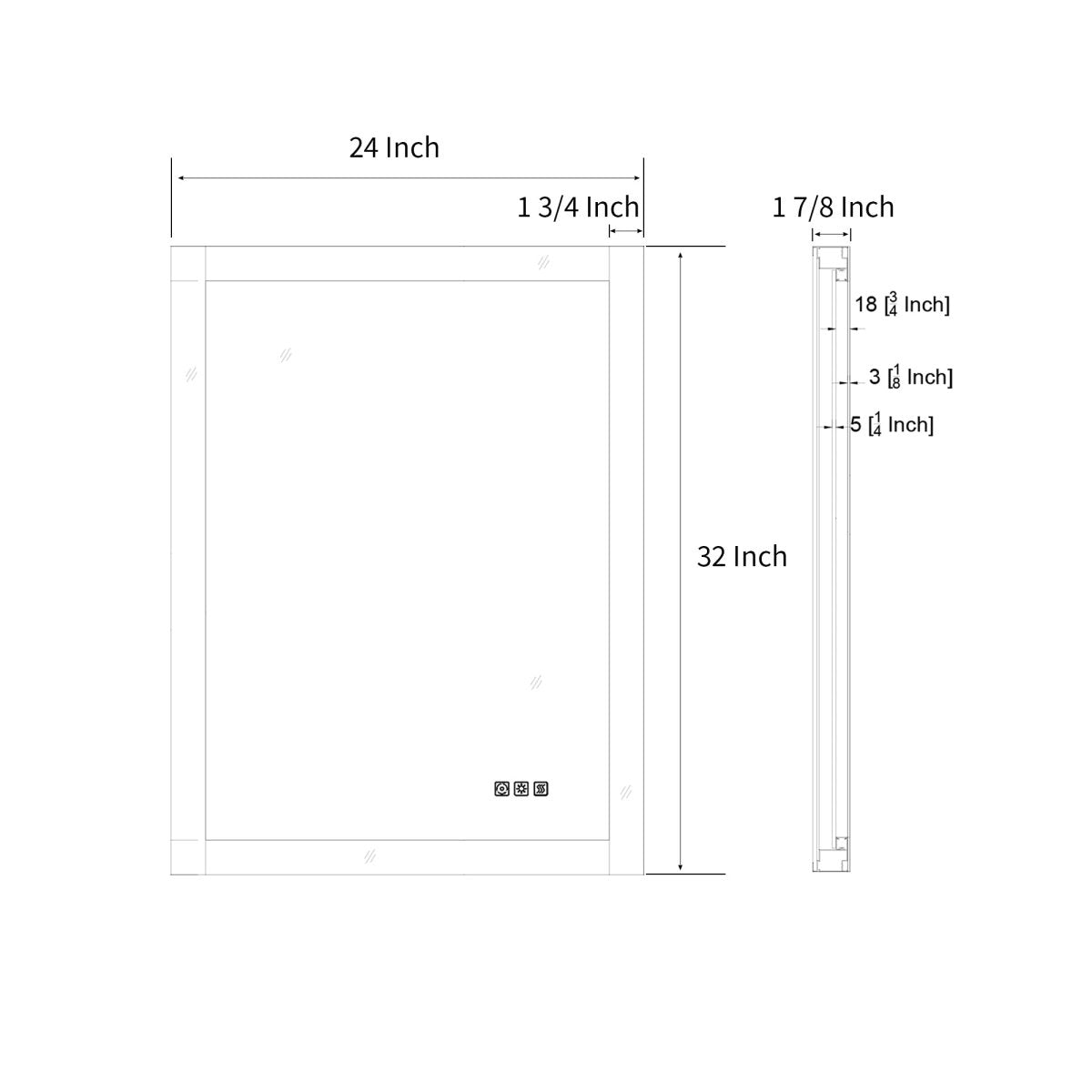 Ascend - M1d 24" x 32" Led Bathroom Mirror with Aluminum Frame