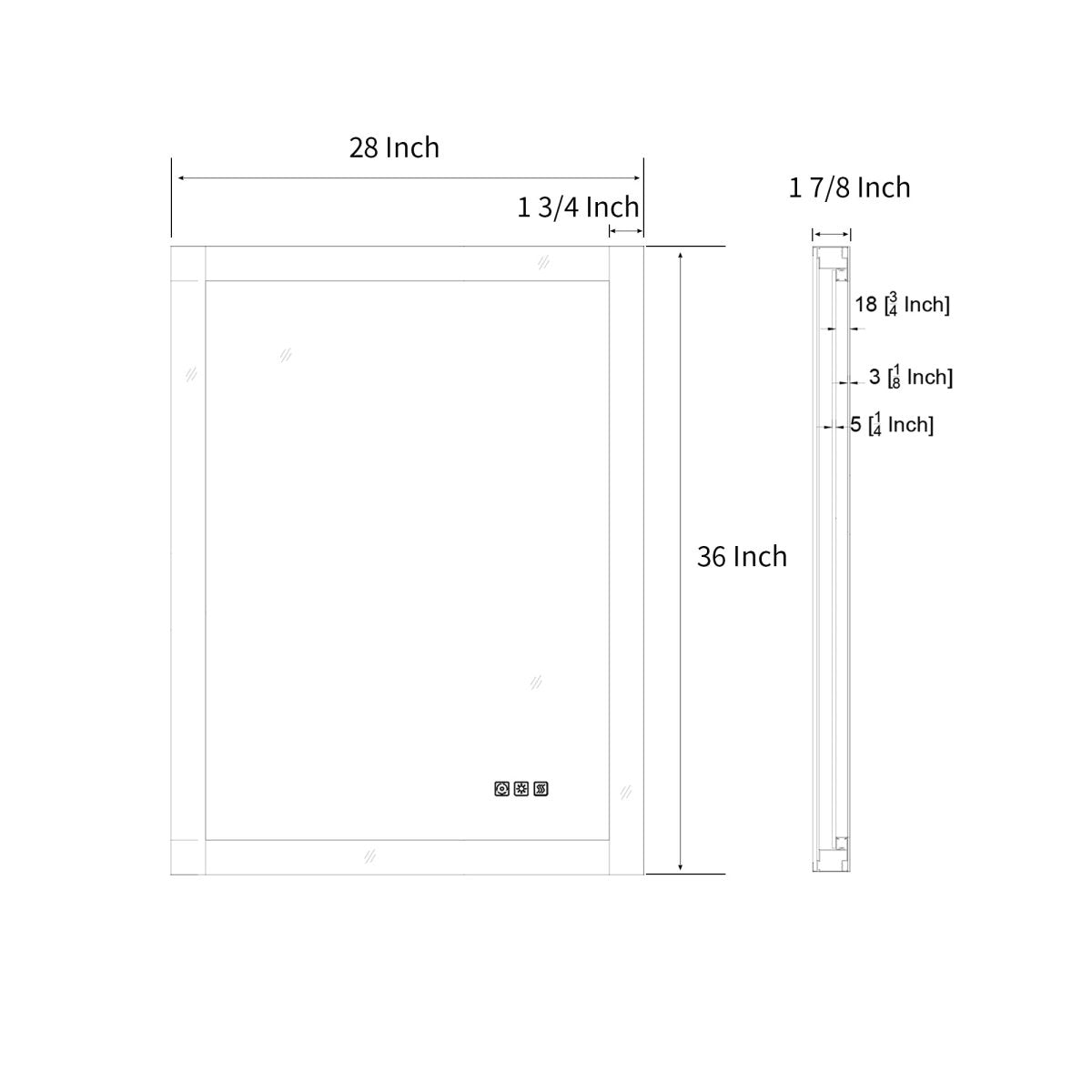 Ascend - M1d 28" x 36" Led Bathroom Mirror with Aluminum Frame