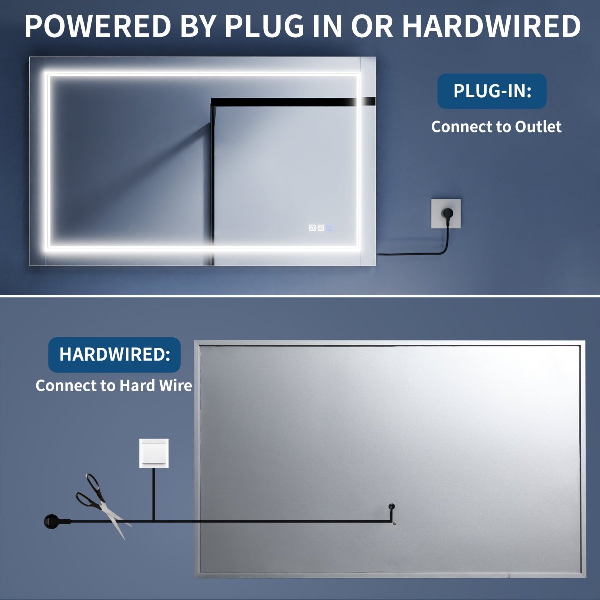 Ascend - M1d 40" x 24" Led Bathroom Mirror with Aluminum Frame