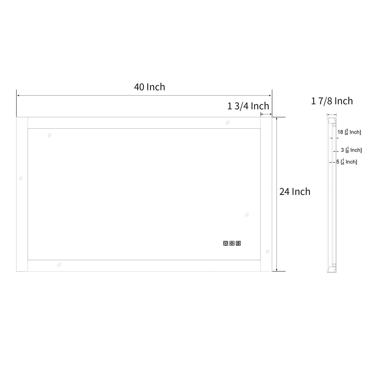 Ascend - M1d 40" x 24" Led Bathroom Mirror with Aluminum Frame