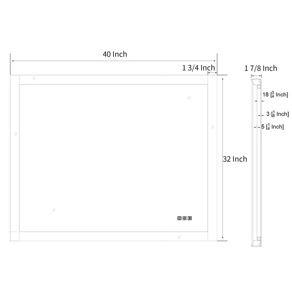 Ascend - M1d 40" x 32" Led Bathroom Mirror with Aluminum Frame