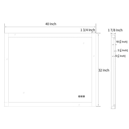 Ascend - M1d 40" x 32" Led Bathroom Mirror with Aluminum Frame