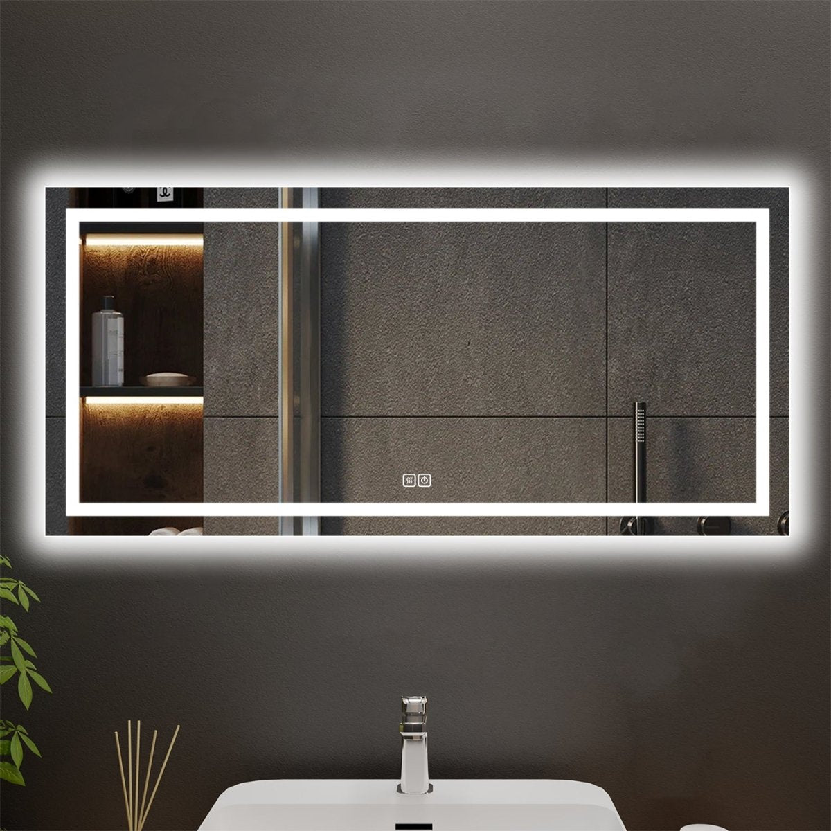Allsumhome Aurora Customized Rectangle LED Bathroom Mirror