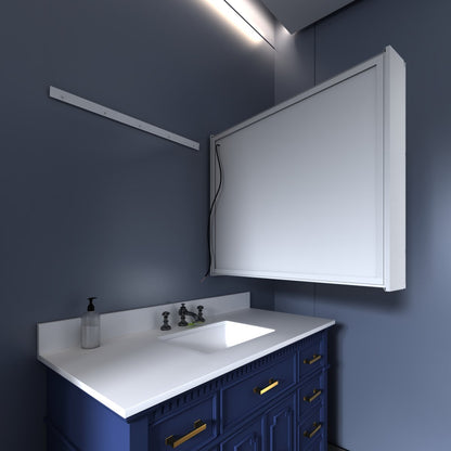 Boost - M2 30" W x 32" H Bathroom Light Medicine Cabinets Recessed or Surface Defogger, Dimmer, Clock，Outlets & USB