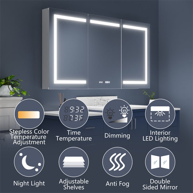 Boost - M2 60" W x 32" H LED Lighted Bathroom Medicine Cabinet with Mirror Recessed or Surface led Medicine Cabinet