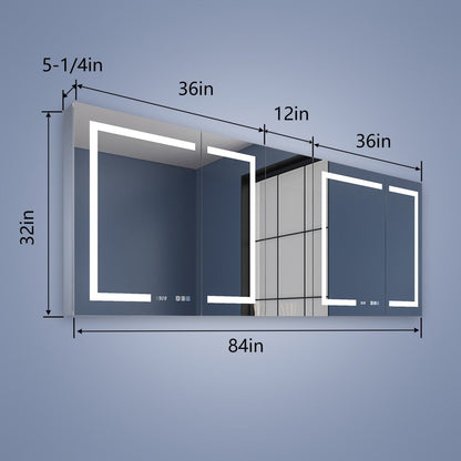 Boost - M2 84" W x 32" H Bathroom Narrow Light Medicine Cabinets with Vanity Mirror Recessed or Surface