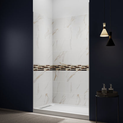 Verona Bathroom Tiles 36"x60"x96"Alcove Stone Shower Wall Kit for Bathroom Remodel,Height adjustable,Fast Installation,Waterproof,Champagne Gold