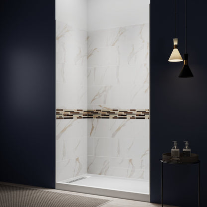 Verona Bathroom Tiles 34"x60"x96"Alcove Stone Shower Wall Kit for Bathroom Remodel,Height adjustable,Fast Installation,Waterproof,Champagne Gold