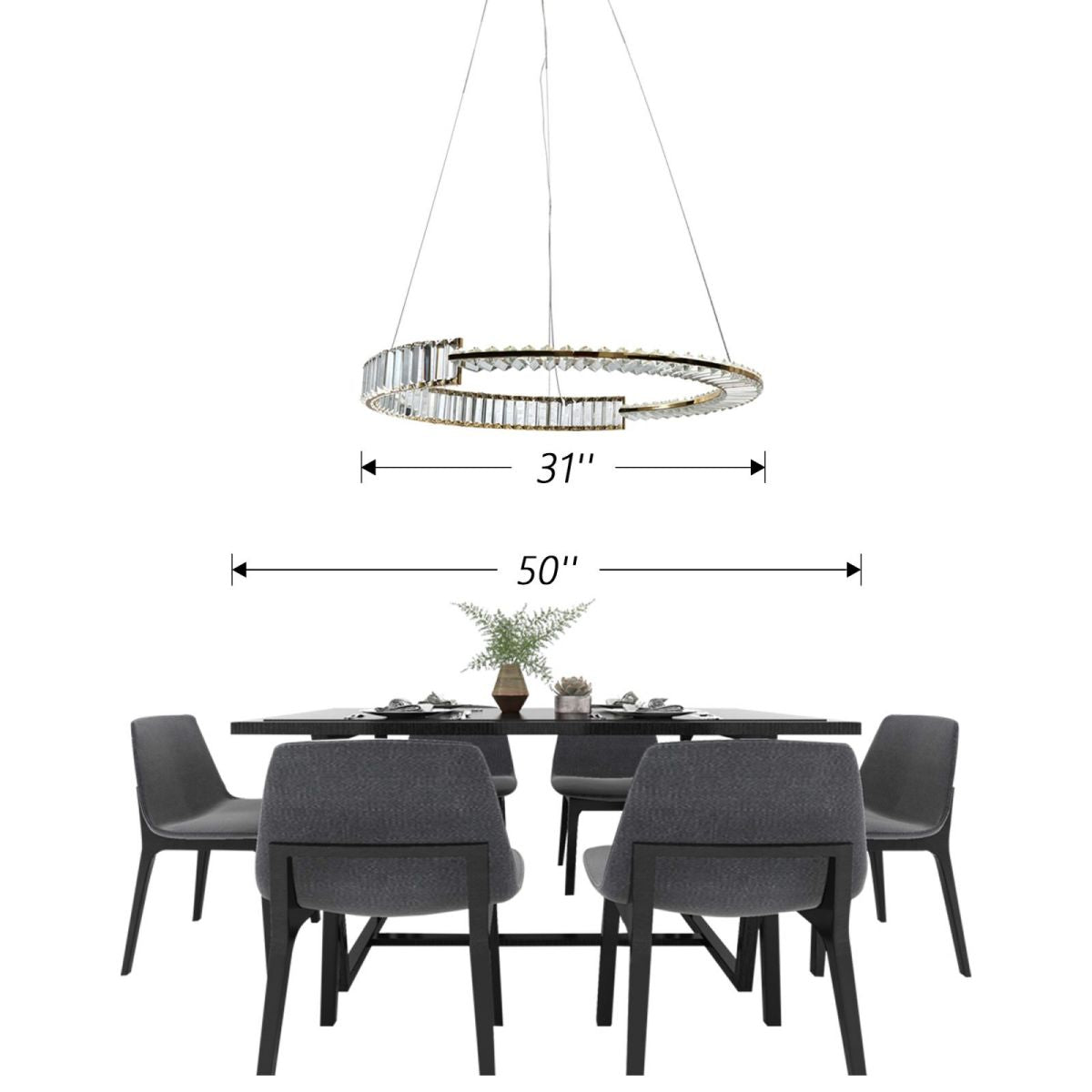 ES-DIY Modern Crystal Pendant Light Fixture,Finish Hanging Lighting Crystal Chandelier for Living Room,LED Kitchen Lighting,Hallway,1-PK